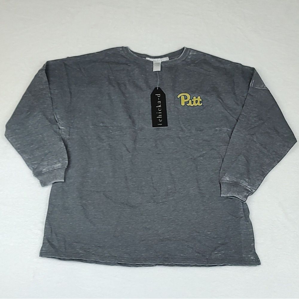 Chicka-d‎ Pitt Panthers Spirit Jersey Womens Large Grey Mineral Wash Long Sleeve